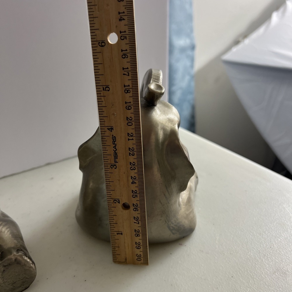 Vintage Silver Elephant Figurines Set of 2 Trunks Up Good Luck Statues-Bookends - Picture 7 of 11